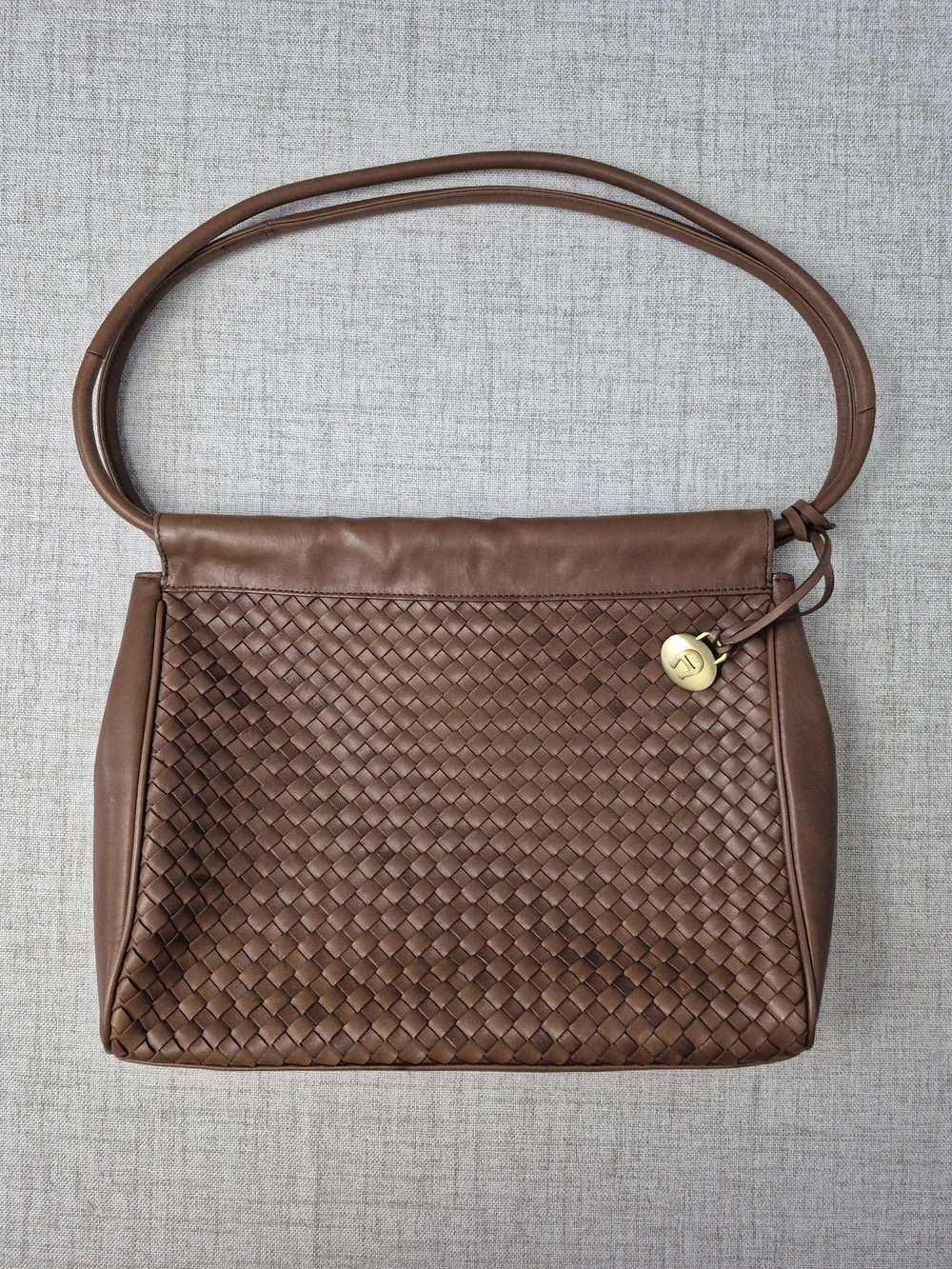 Vtg 90s Etienne Aigner Woven Leather Purse Cognac Brown Intrecciato